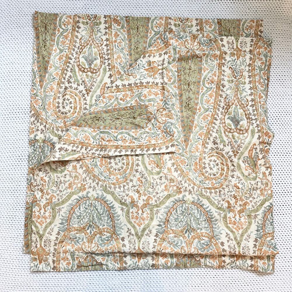 Pottery Barn Agatha Paisley Pale Sage Rust Tan Euro Pillow Sham Set 2 Cotton